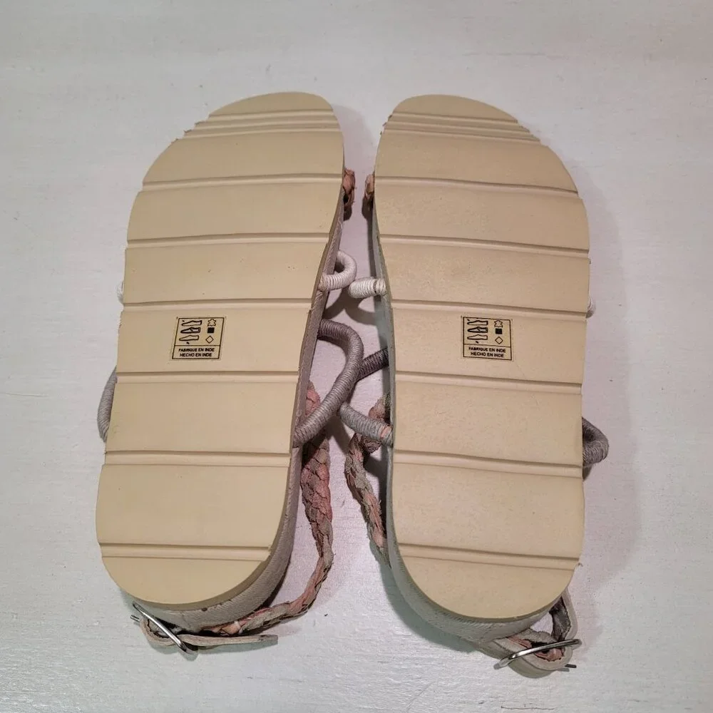 Free People Womens Sz 6.5 Denali Woven Footbed Sandals Neutral Earthy Shoes Boho - Picture 10 of 13